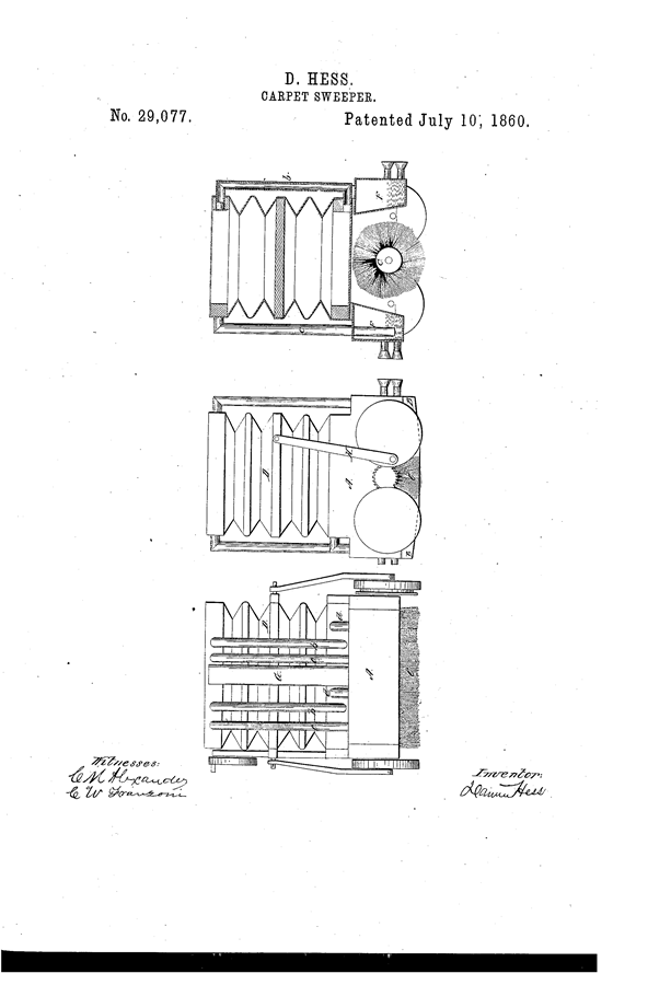 патент на пылесос - 1860 год